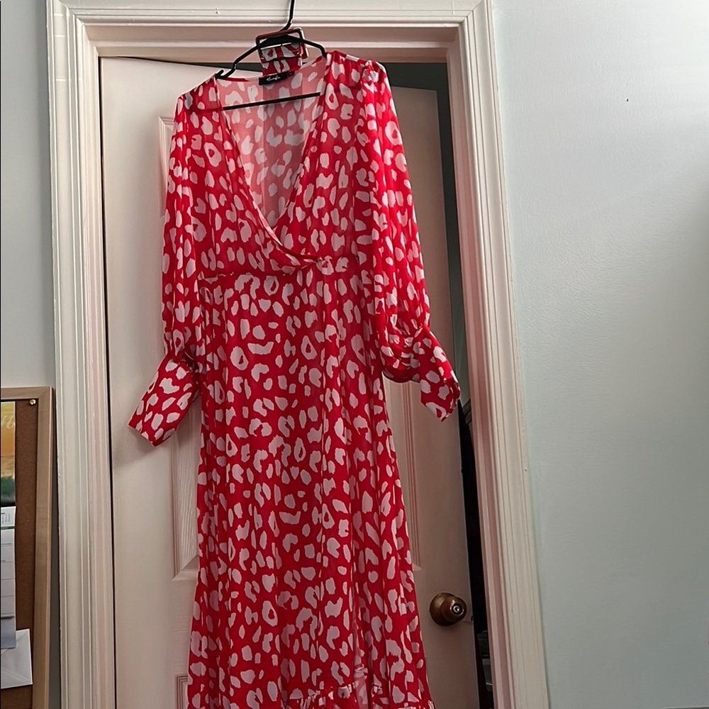Hanifa Red and White Long Sleeve Sundress